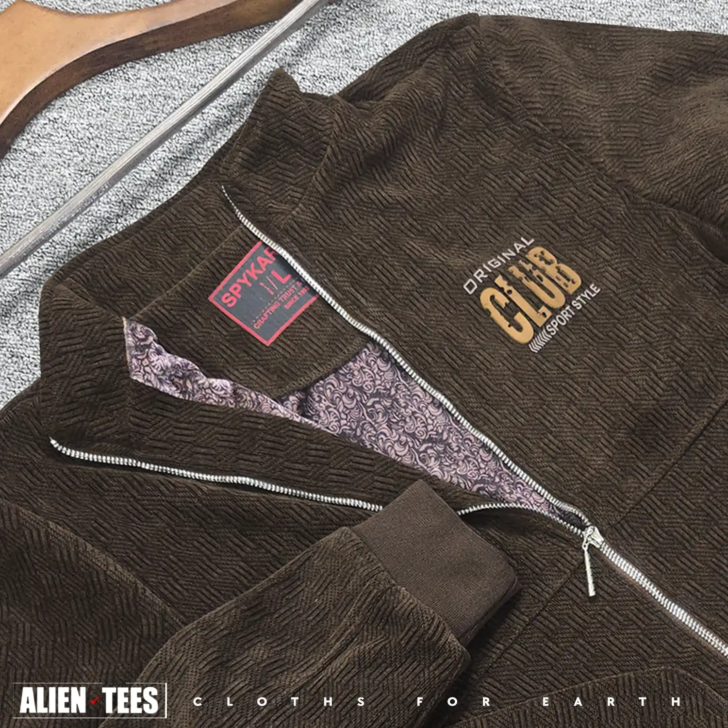 7W02 Chocolate Brown - Knit Jacquard Jacket